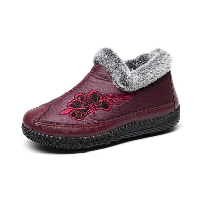 China High Quality Leather Women Thermal Embroidered To Keep Warm Waterproof Boots Casual Walking Shoes Snow Boots for sale