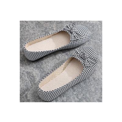 China High Quality Round Bowknot Round Flat Casual Shoes Office Ladies Office Cloth Flat Female Shoes for sale