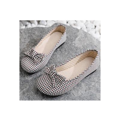 China Factory Wholesale Round Women Casual Shoes Office Bow-knot Flats Cloth Shoes For Ladies for sale