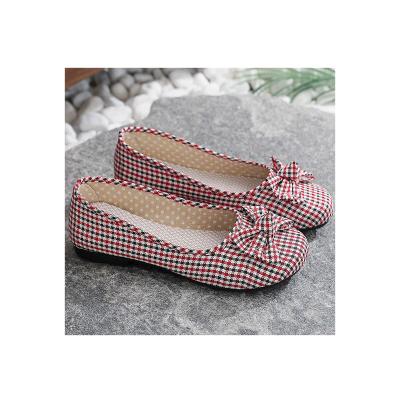 China High Quality Fabric Bow-knot Fabric Round Shoes Women's Casual Pumps Flats For Ladies for sale