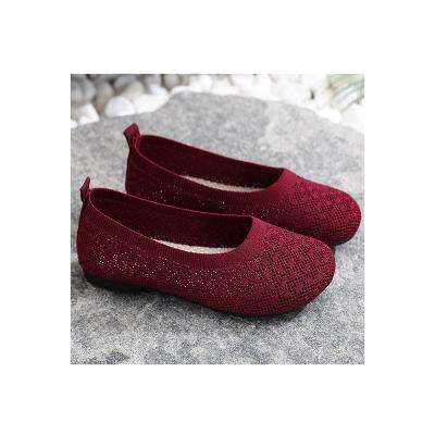 China Wholesale Women s Round Round Flat Mouth Knitted To Reuse Shoes To Knit Cloth Ladies Shallow Mouth Shoes for sale