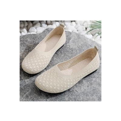 China Factory wholesale round toe knit shallow mouth women shoes soft fly knit round toe ladies flat shoe for sale