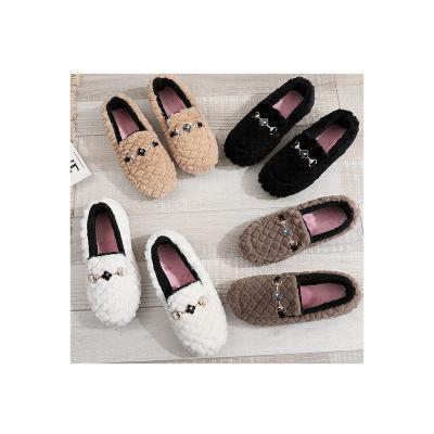 China Flat Warm Non-slip Furry Flat Comforter Winter Cotton Shoes Loafers Loafers Training Flat Shoes for sale