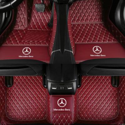 China Anti-skidding.easy to clean car leather carpet 5D luxury hand coating PVC car seam leather mats for sale