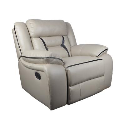 China New Custom Production Manual Glider Recliner Modern Beige Air Leather Match Recliner Sofa Reclinable Chair for sale