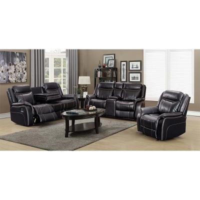 China Custom Motion Extended Sofa Recliner Sofa Set COMFORTABLE Match Black Leather Manual Recliner Massage HOME For Home for sale