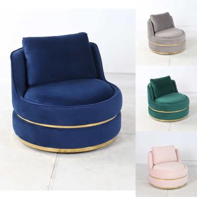 China Custom Production Sales Hot Tufted Stainless Steel Velvet Upholstery Swivel Accent Chairs Lounger Armchair For Home Hotel Waiting Room for sale