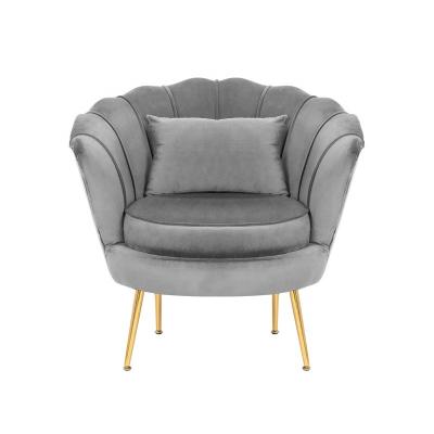 China Modular COMFORTABLE HOME Light Gray Wing Back Armchair Velvet Fabric Furniture Hotel Chairs for sale