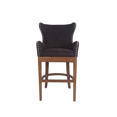 China New Durable Stylish Wood Fabric Upholstered Bar Stool Fabric Upholstered Accent Chair Kitchen Chairs Custom Made Dining Chair for sale