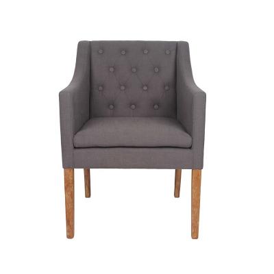 China Durable Wholesale Custom Dining Chair Wood Legs Fabric Upholstered High Back Accent Chair Restaurant Kitchen Chairs for sale