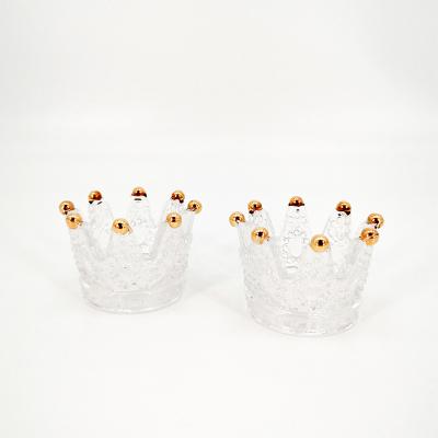 China Home Decoration Elegant Crown Multiple Use Glass Jewelry Holder For Home Decoration for sale