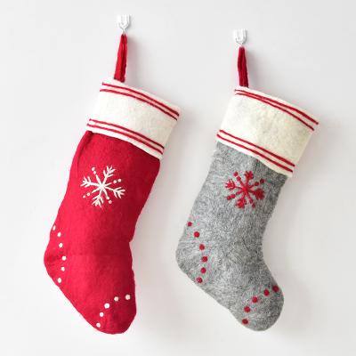 China Christmast Ornament Wholesale Shear Red Marry Christmas Socks Gifts Christmas Gift Sock Decoration for sale