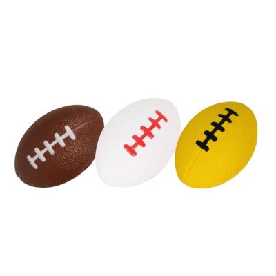 China Promotion Gift Lucky Craft PU Foam Diameter 3.5x5.5cm Soft Mini Reliever Toys Form America Rugby Football Anti Stress Key Chain for sale