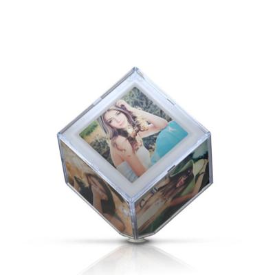 China Rotating Magic Cube Photo Rotating View With LED Lights 11*11*11cm for sale