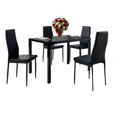 China Chinese KD Bamboo Dining Room With 4 Chairs Luxury Cheap Home Furniture Designs Modern Metal Glass Dining Table Set for sale