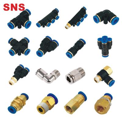 China Hotels PC Series Pneumatic Brass One Touch Fitting Parts Threaded Straight Quick Connector for sale