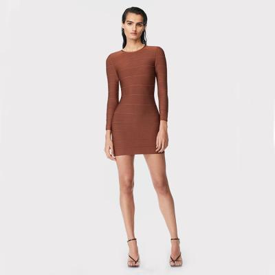 China 2022 wholesale Anti-wrinkle elegant casual clothing women knit bodycon spring club long sleeve long bandage dress for sale