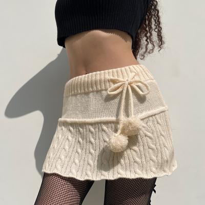 China Manufacturer Breathable Summer Knitwear White Cable Knit Women Knit Mini Skirt for sale