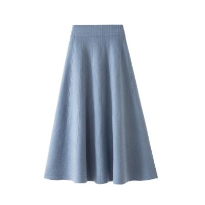 China Manufacturer Custom Breathable Summer Knitwear Elegant Elastic Waist High Knit Pleated Skirt Women's Long Skirts for sale