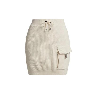 China Factory Custom Made Breathable Summer Knitwear White High Rise Ribbed Knit Women's Mini Skirt for sale