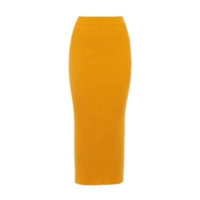 China Breathable Knitwear Factory Custom Made Sexy Soft Long Knit High Skirt Elegant Waist Ribbed Sweater Skirt for sale