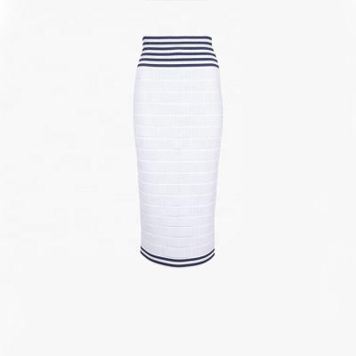 China Factory Custom White Print Simple Soft Breathable Midi Long Knit Women's Pencil Skirt for sale