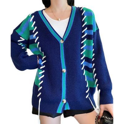 China Custom Green V-Neck Anti-wrinkle Knitwear Factory Autumn Long Sleeves Womens Cardigan Sweater for sale