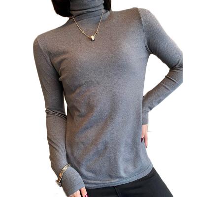 China Custom Black Anti-wrinkle Knitwear Factory Turtle Neck Long Sleeves Women's Pullover Bottom Sweater for sale