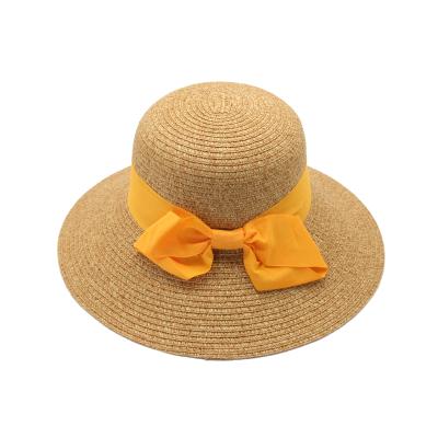 China 2021 OEM/ODM ho luffy barred sombreros de paja straw hat for women with bowknot ladies sun hat beach hat for sale