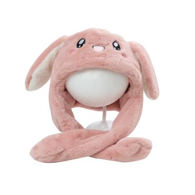 China Funny COMMON Cute Plush Bunny Rabbit Hat With Ear Moving Party Winter Cosplay Hats For Kids Girls And Ladies for sale