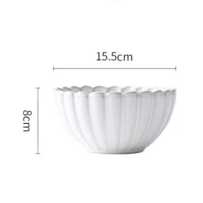 China Sustainable Dish Bowl Dinnerware Items Shape New Ceramic Glaze Flower For Home Design Reactive White Dinnerware Sets Modern Kitchen for sale