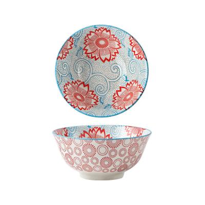 China Good quality viable luxury ceramic bohemian rice bowl round nodic tableware cheap stoneware ceramic bowl for sale