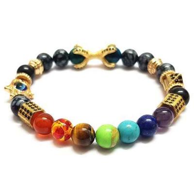 China TRENDY Vitality Extracts Genuine Natural 7 Chakra Healing Gemstone Bracelet For Men And Women for sale