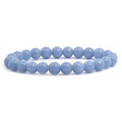 China Genuine BOHEMIA Stone Angelite Bracelet Natural Grade A Gemstone Beads Bracelet for sale