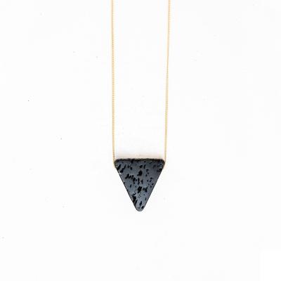 China BOHEMIA Triangle Shaped Natural Lava Stone Bead Essential Oil Diffuser Pendant Necklace For Women for sale