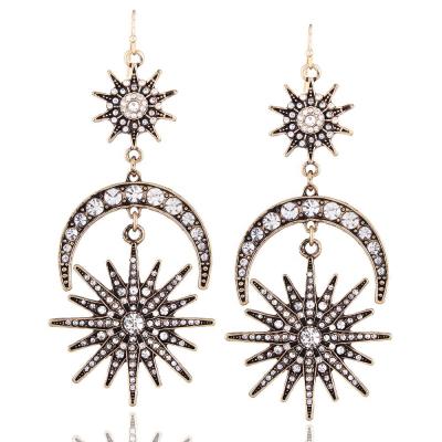 China Hiphop star and moon earrings fashion exaggerated earrings for women for sale