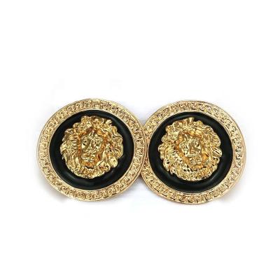 China Hiphop Fashion Animal Lion Head With Key Silver Greek Gold Stub Earrings For Women for sale