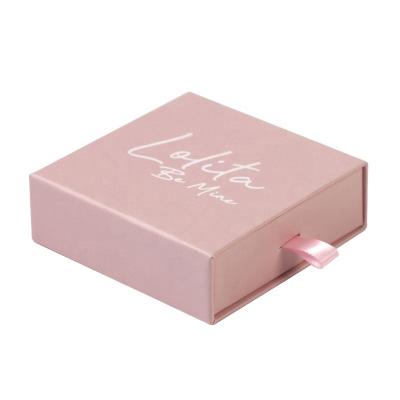 China Custom Logo Design Box Necklace Jewelry Packaging For Bracelet Pink Cardboard Jewelery Box Branded Jewelry Packaging for sale