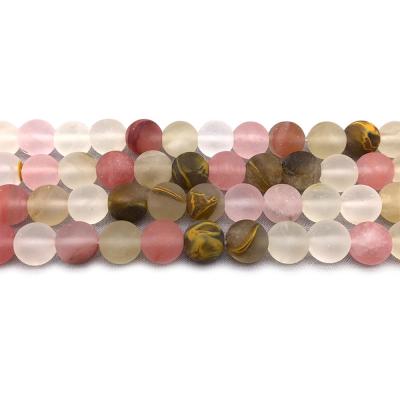 China Natural Matte Watermelon Stone Beads For Solar System Bracelet Universe Galaxy Eight Planets Jewelry Making 4mm for sale