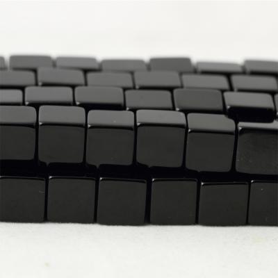 China 10x10cm Natural Black Onyx Cube Shape Gemstone Beads Loose For Necklace Bracelet Jewelry Making 4mm for sale