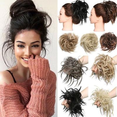 China Fashion Women Fiber Hair Afro Curly Synthetic Hair Ring Hair Messy High Temperature Chignon H3 for sale