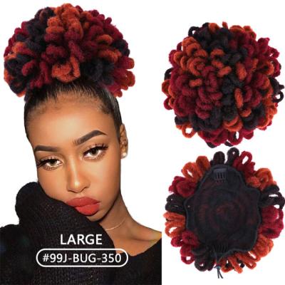 China I-tip Hair Drawstring Afro Puff Hair Bun Clip In Faux Dread Locs Bun Hair Bun Extension for sale