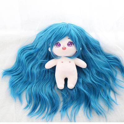 China DIY TOY Wholesale Solid Color Girl's Long Blue Curly Bjd Doll Braiding Hair for sale