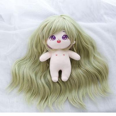 China DIY TOY Low Price 20cm High Temperature Green Curl Doll Straight Removable Wig for sale