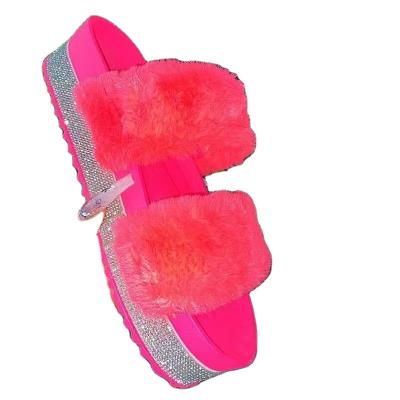 China 2021 Damping Of Latest Fashion Style Ladies Fur Shoes And Sandals And Woman Slippers for sale