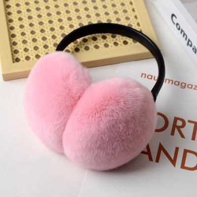 China Logo Add Rabbit Fur Plush Real Ear Muff 100% Natural Fur Maternity Earmuffs for sale