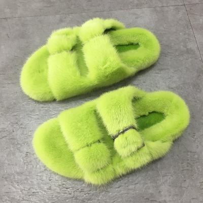 China Fashion Mink Fur Slides Luxury Mink Fur Slippers Slides Real Fashion Trend Factory Direct Sale for sale