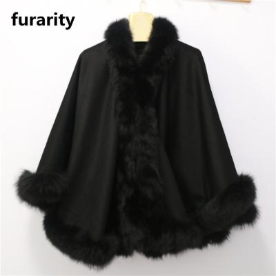 China New Products SF0383 Stylish Fur Poncho Fur Cape Ladies Fox Fur Shawl One Size for sale