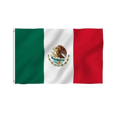 China Custom 100% Polyester 90x150 cm Red White Green Mexican 3x5 ft Mexico Flag Wholesale Mexico Health Care Institutes Country Flag Banner for sale