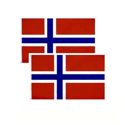 China Health Care Institutes Wholesale 100% Polyester Double Quilting 3x5ft Cross Kongeriket Noreg Norway Common Red Blue National Norwegian Flag for sale